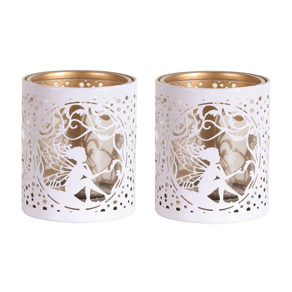 Aroma White & Gold Fairy 2 Tealight & Votive Holder Set Extra Image 1